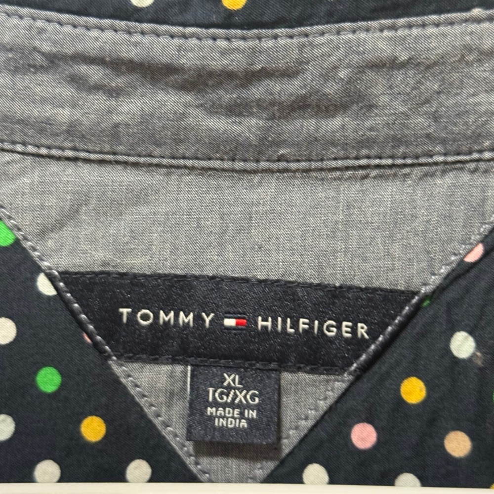 Tommy Hilfiger Button Down Womens XL Navy Multi Polka Dot Excellent Long Sleeve - Picture 5 of 5